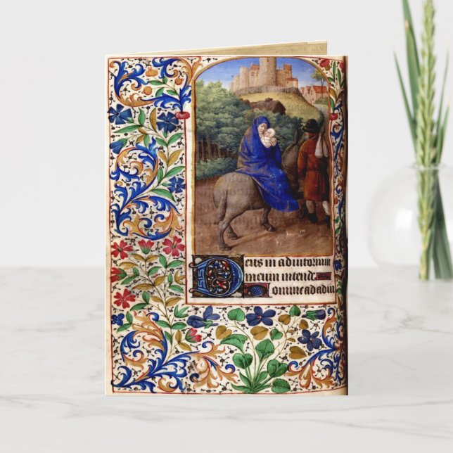 Tarjeta de Navidad medieval feliz (Anverso)