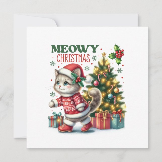 Tarjeta de Navidad Meowy  (Anverso)