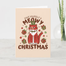 Tarjeta de Navidad Meowy Christmas y Feliz Año Nue