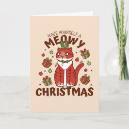 Tarjeta de Navidad Meowy Christmas y Feliz Año Nue