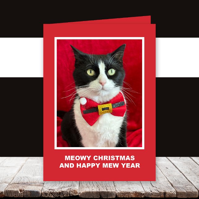 Tarjeta de Navidad Meowy del gato esmoquin (Subido por el creador)