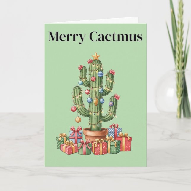 Tarjeta de navidad - Merry Cactmus (Anverso)