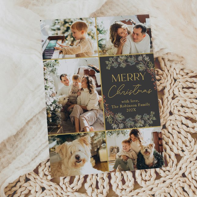 Tarjeta de navidad Merry de foto blanca negra míni (Subido por el creador)