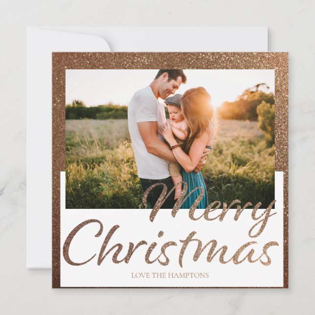 Tarjeta de Navidad Merry de la foto del Purpurina  (Anverso)