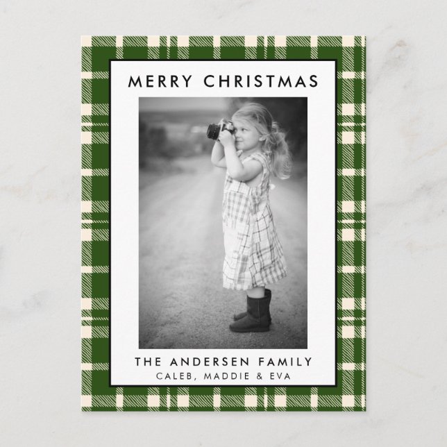 Tarjeta de Navidad Merry de la foto verde (Anverso)