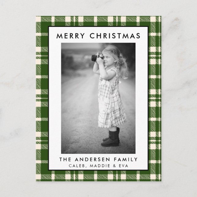 Tarjeta de Navidad Merry de la foto verde (Anverso)