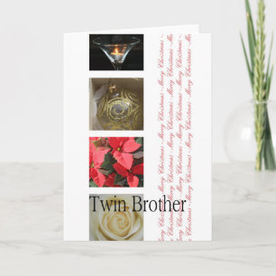 Tarjeta de navidad merry para hermano gemelo