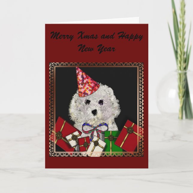 Tarjeta de navidad "Merry Woof"* (Anverso)