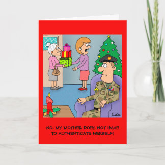 Tarjeta de Navidad militar del dibujo animado del