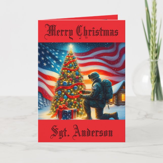 Tarjeta de Navidad Militar Doble (Anverso)