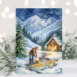 Tarjeta de Navidad Minería de Oro Minero de Oro