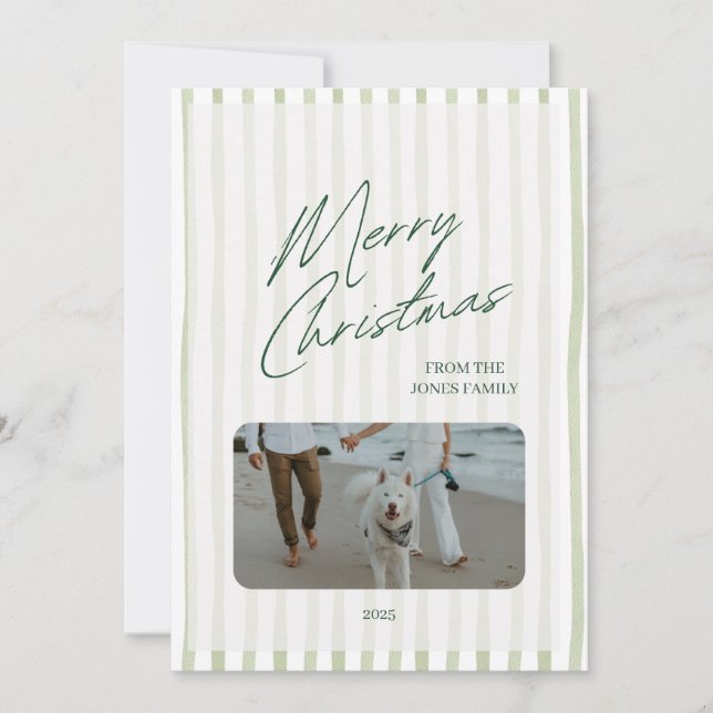Tarjeta de Navidad minimalista a rayas (Anverso)