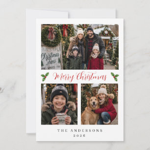 Tarjeta de Navidad minimalista con collage de foto