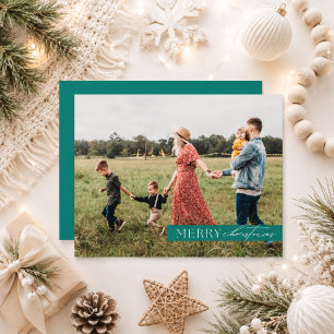 Tarjeta de Navidad minimalista con foto de familia