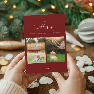 Tarjeta de Navidad minimalista con varias fotos fa