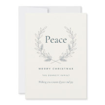 Tarjeta de Navidad minimalista Corona de Olivo Paz