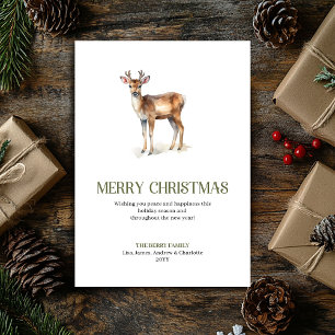 Tarjeta de Navidad minimalista de ciervo neutral