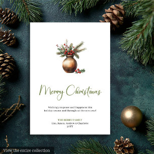 Tarjeta de Navidad minimalista de corona de pino B