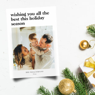 Tarjeta de Navidad Minimalista de Fotos Familiares