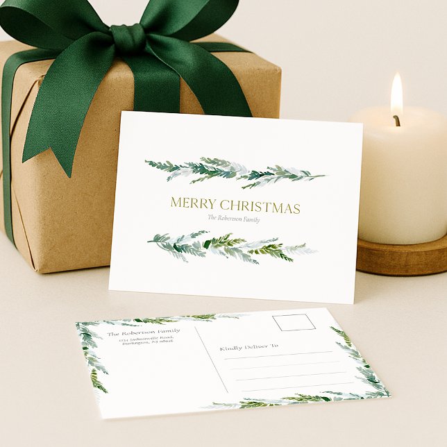 Tarjeta de Navidad Minimalista de Rama de Pino (Subido por el creador)