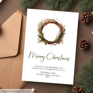 Tarjeta de Navidad minimalista de terracota en col