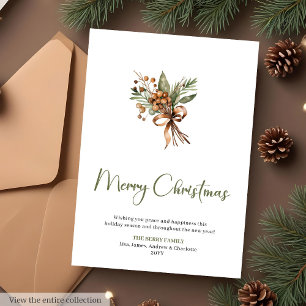 Tarjeta de Navidad minimalista de terracota en col