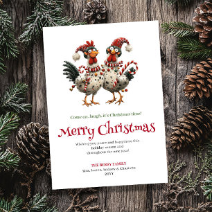 Tarjeta de Navidad minimalista divertida de pollos