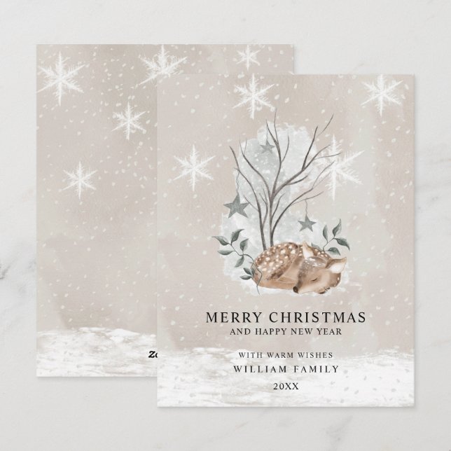 Tarjeta de Navidad Minimalista Feliz Navidad (Anverso / Reverso)