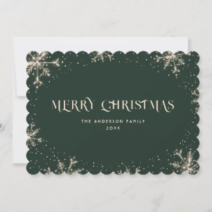 Tarjeta de navidad Minimalista Green Merry con cop
