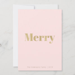 Tarjeta de Navidad minimalista Rubor Pink & Gold M
