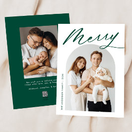 Tarjeta de Navidad Minimalista Verde con Texto 'Me