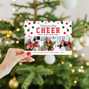 Tarjeta de Navidad Moderna con 3 Fotos de Alegría