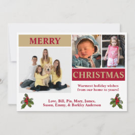 Tarjeta de Navidad moderna con 3 fotos en blanco, 