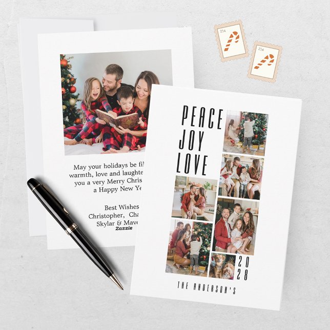 Tarjeta de Navidad moderna con collage de 7 fotos (Subido por el creador)