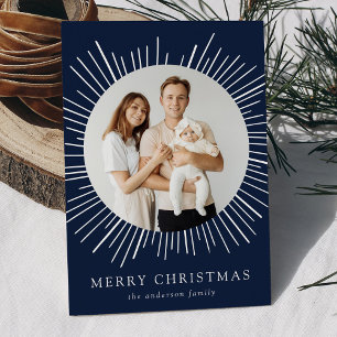 Tarjeta de Navidad moderna con explosión de sol 2