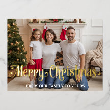 Tarjeta de Navidad moderna con foto de papel de al