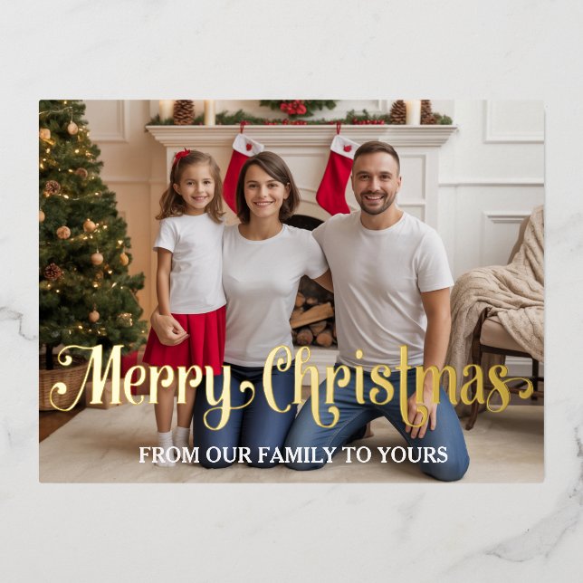 Tarjeta de Navidad moderna con foto de papel de al (Anverso)