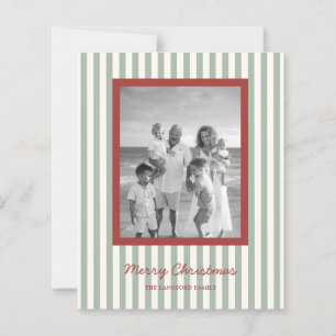 Tarjeta de Navidad Moderna con Foto de Rayas Simpl
