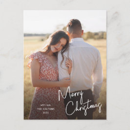 Tarjeta de Navidad moderna con letra manuscrita y
