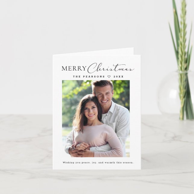 Tarjeta de Navidad moderna con letra manuscrita y  (Anverso)