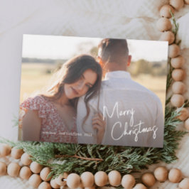 Tarjeta de Navidad moderna con letra manuscrita y