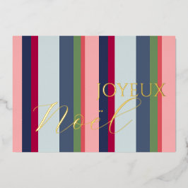 Tarjeta de Navidad moderna con rayas "Joyeux Noël"