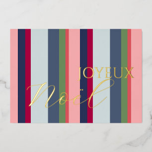 Tarjeta de Navidad moderna con rayas "Joyeux Noël"