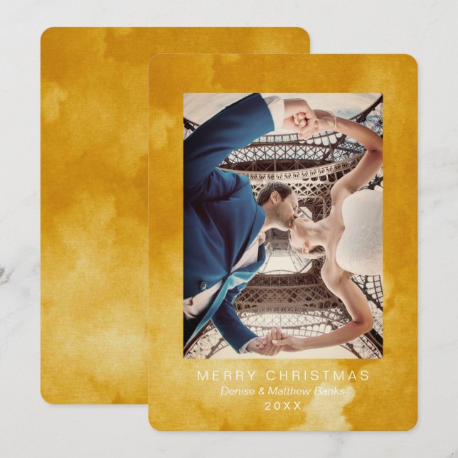 Tarjeta de Navidad moderna de acuarela Ceylon Amar (Anverso / Reverso)