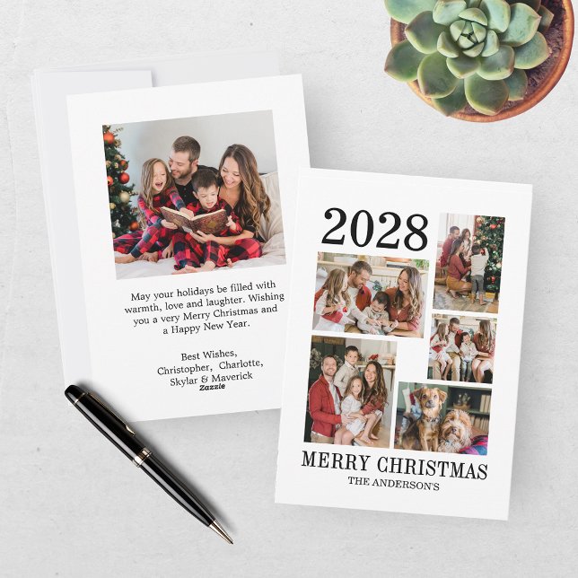 Tarjeta de Navidad moderna de collage de 6 fotos (Subido por el creador)