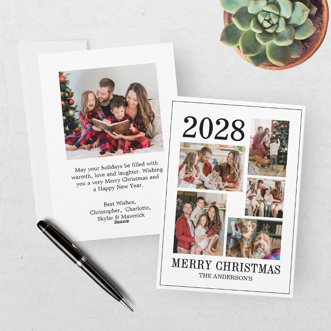 Tarjeta de Navidad moderna de collage de 6 fotos (Subido por el creador)