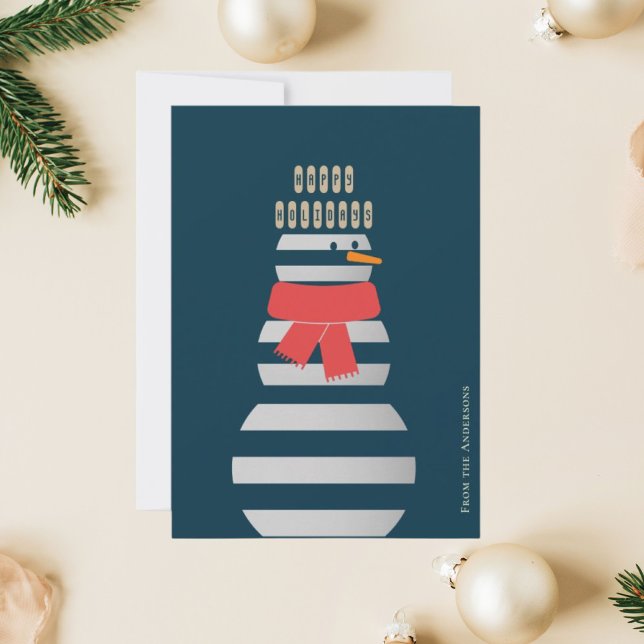 Tarjeta de Navidad moderna de hombre de nieve herm (Subido por el creador)