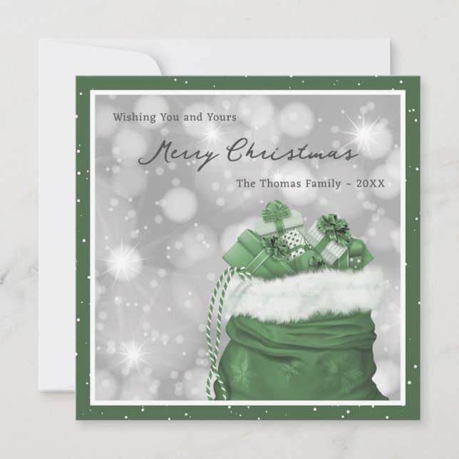 Tarjeta de navidad moderna de los cerezos verdes (Anverso)