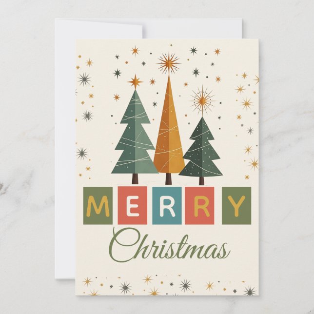 Tarjeta de Navidad Moderna de Mitad de Siglo (Anverso)