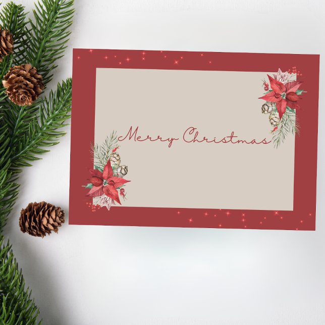 Tarjeta de Navidad moderna de Poinsettia Merry (Subido por el creador)